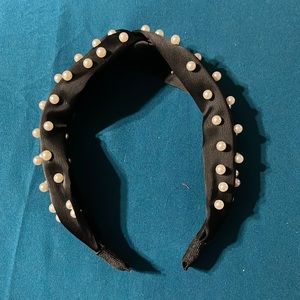 Black Headband with Pearls